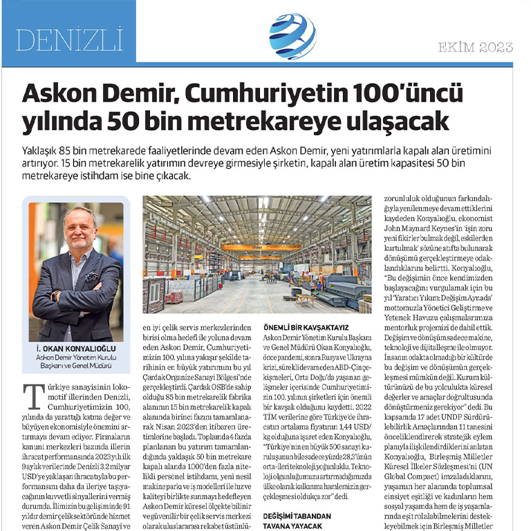 Askon Demir Will Reach 50 Thousand Square Meters in the 100th Anniversary of the Republic