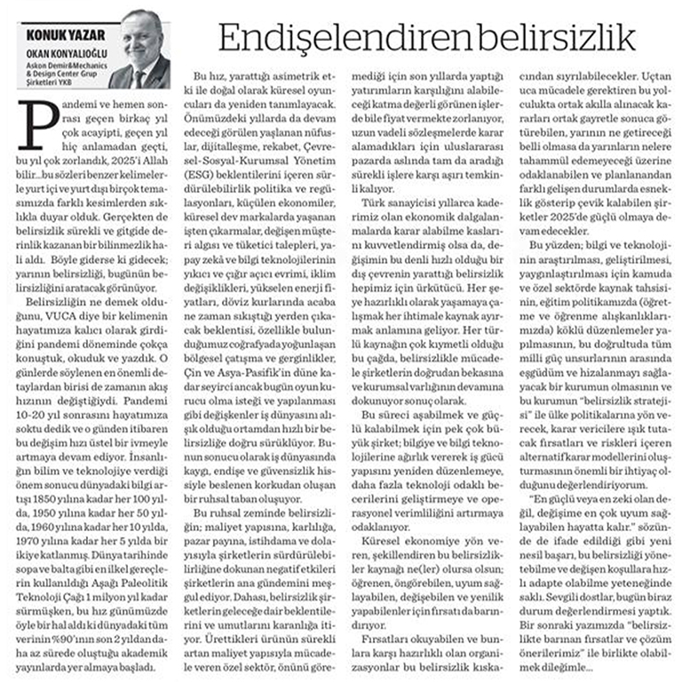 Okan Konyalıoğlu's Analysis on Uncertainty